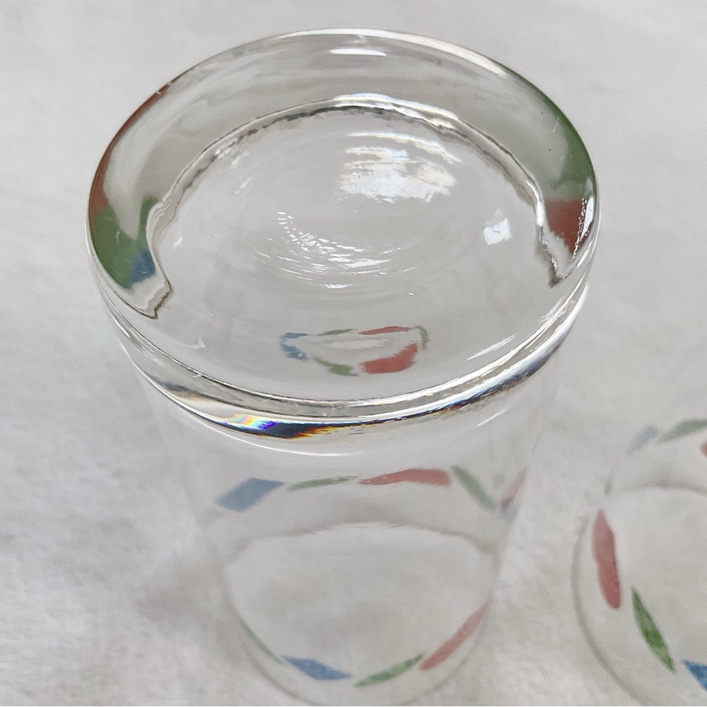 Vintage Corelle Quilt Heart Tumblers Set of 2 Pink Patchwork Glasses - Picture 7 of 11